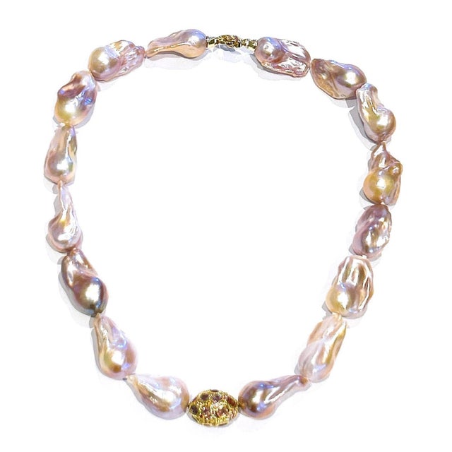 Late 20th Century Bochic “Capri” Vintage Pearl & Multi Gem Necklace Set in 18K & Silver For Sale - Image 5 of 9