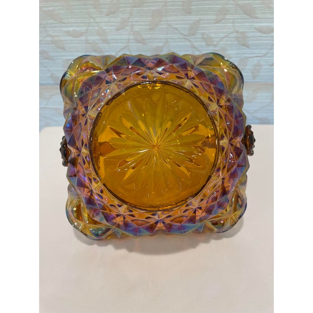 MCM Easter Decor Easter Basket - Vintage Amber Carnival Glass, 1970s - Indiana Glass Monticello For Sale In Philadelphia - Image 6 of 10