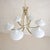 Italian Brass + Opaline Glass Chandelier in the Manner of Stilnovo, 1950s For Sale - Image 4 of 12