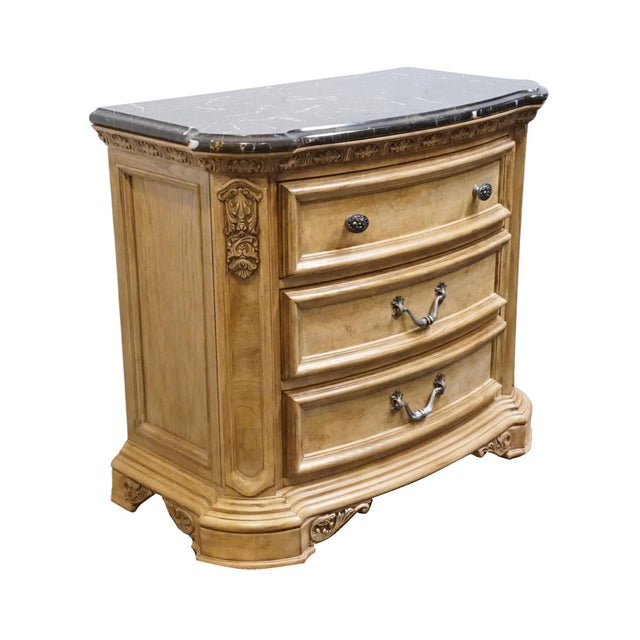 American Drew Rustic European Bleached Ash 37" Three Drawer Nightstand W. Granite Top 121-421 For Sale - Image 4 of 14