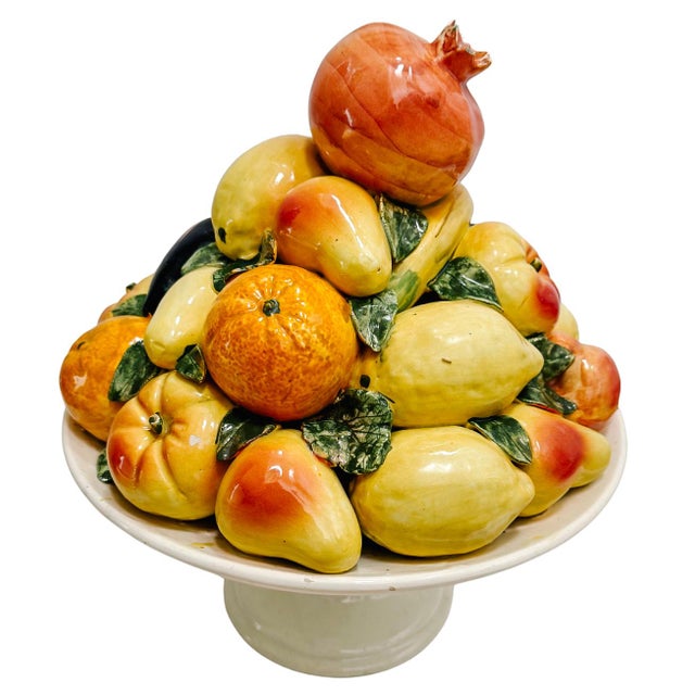 Late 20th Century Large Scale Spanish Faience Mixed Fruit Topiary Centerpiece on Pedestal For Sale - Image 5 of 7
