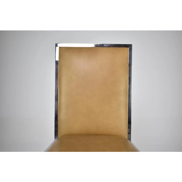 Wood Set of Four Italian Chrome, Burl Wood and Leather Dining Chairs, 1970s For Sale - Image 7 of 10