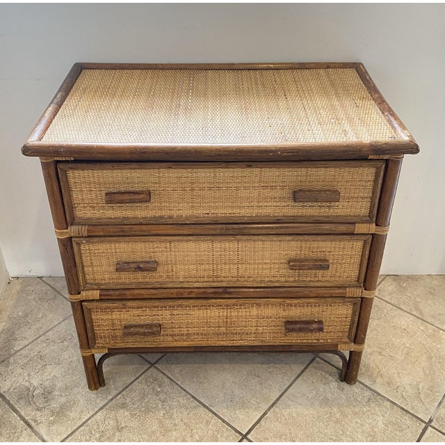 Vintage Rattan and Bamboo Cane Chest of 3 Drawers, 1970s For Sale - Image 15 of 15
