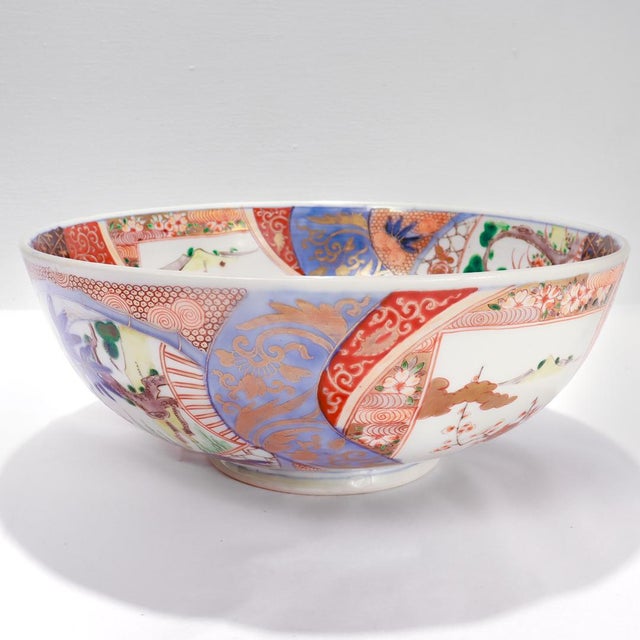 Antique Japanese Meiji Period Imari Porcelain Punch Bowl or Centerpiece For Sale In Philadelphia - Image 6 of 12