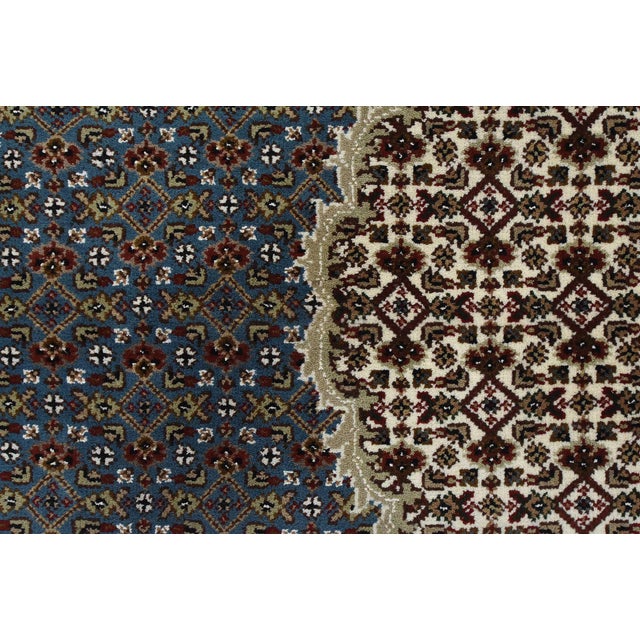 Tabriz Mahi Rug 10'1'' X 14'5'' Blue Wool Traditional Hand-Knotted Carpet For Sale - Image 11 of 15