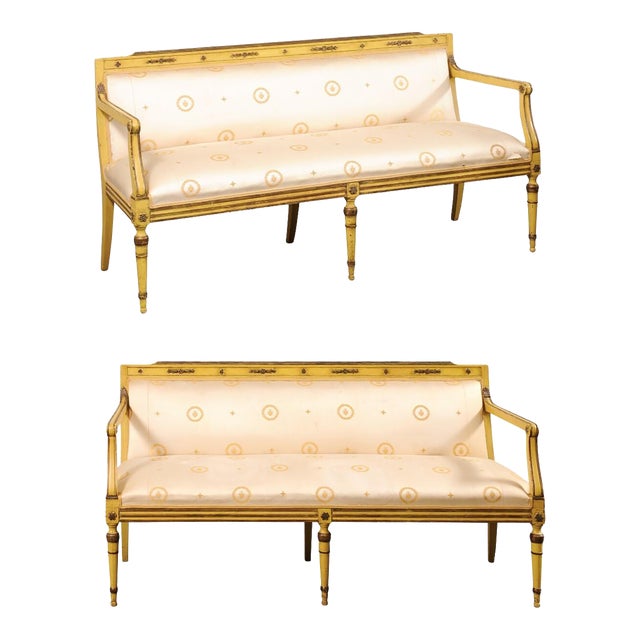 Italian Pair Antique Sofa Benches, 5.25 Ft - Set of 2 For Sale