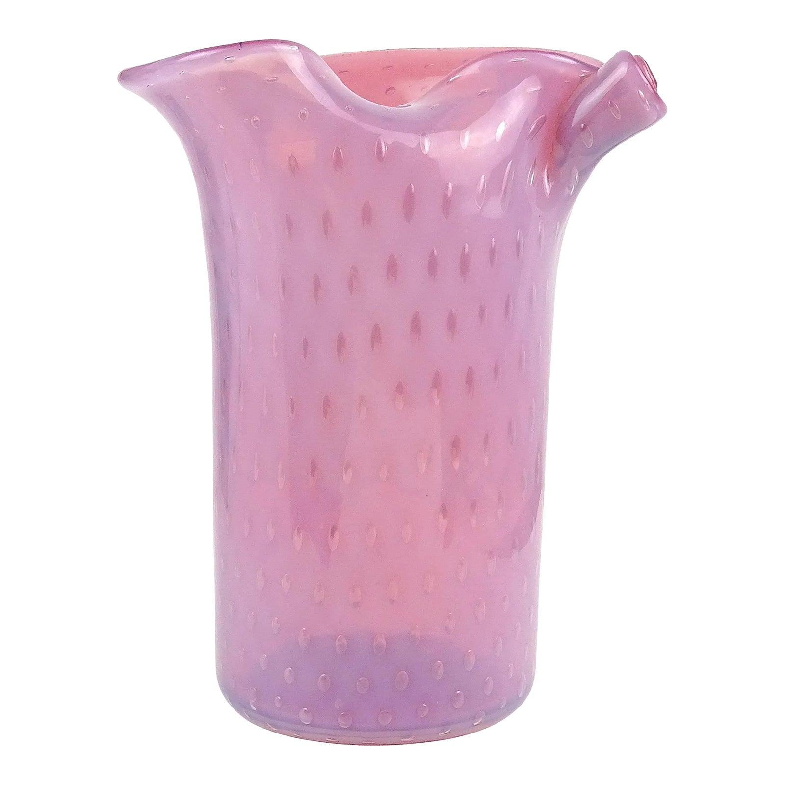 Murano Fratelli Toso Opalescent Pink Bubbles Vintage Italian