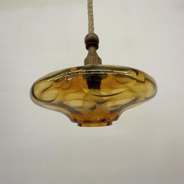 Glass Mid-Century Glass Pendant Lamp, 1970s For Sale - Image 7 of 18