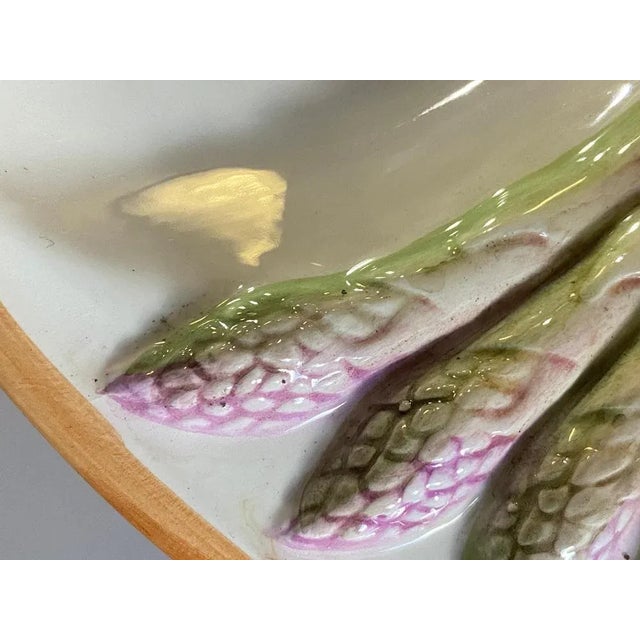 Early 20th Century Majolica Arparagus Plates in Purple & Green, Set of 6 For Sale - Image 5 of 10