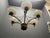 Metal Vintage Brass and Opaline Glass Six-Light Chandelier, 1950s For Sale - Image 7 of 12