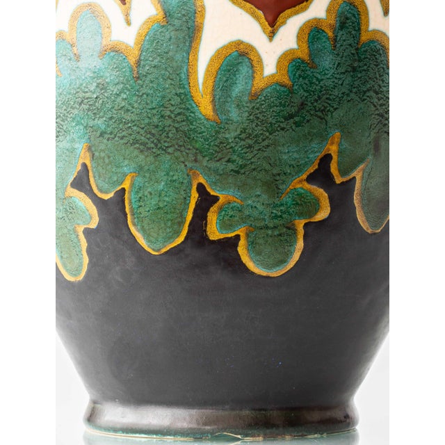 Art Deco Dutch Gouda Pottery Table Lamps with Silk Lampshade, 1920s, Set of 2 For Sale - Image 11 of 15