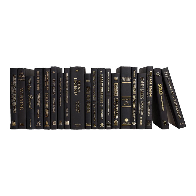 Decorative Books - Onyx & Gold Books - Black Books by the Foot For Sale