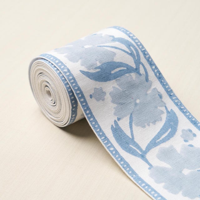 Contemporary SAMPLE - Schumacher Adra Hand Blocked Tape In Slate & Sky For Sale - Image 3 of 4