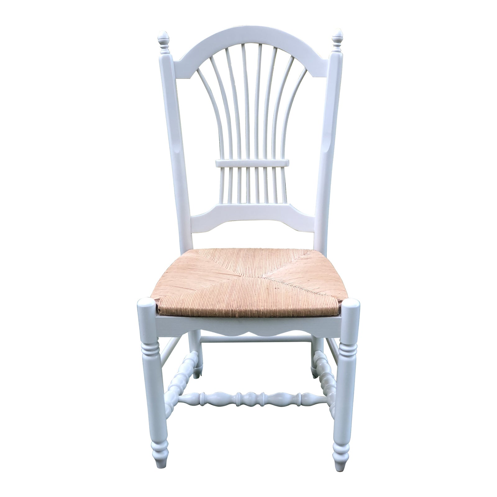White Wheat Back Farmhouse Dining Chairs With Rush Seats Chairish