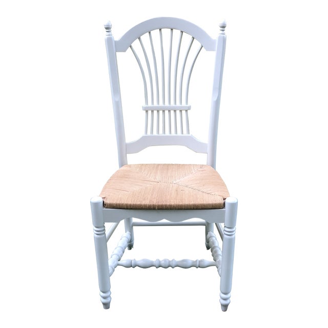 White Wheat Back Farmhouse Dining Chairs With Rush Seats Chairish
