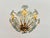 Vintage Italian Hand-Painted Sage Green Glass & Brass Floral Flush Mount Chandelier For Sale - Image 4 of 18
