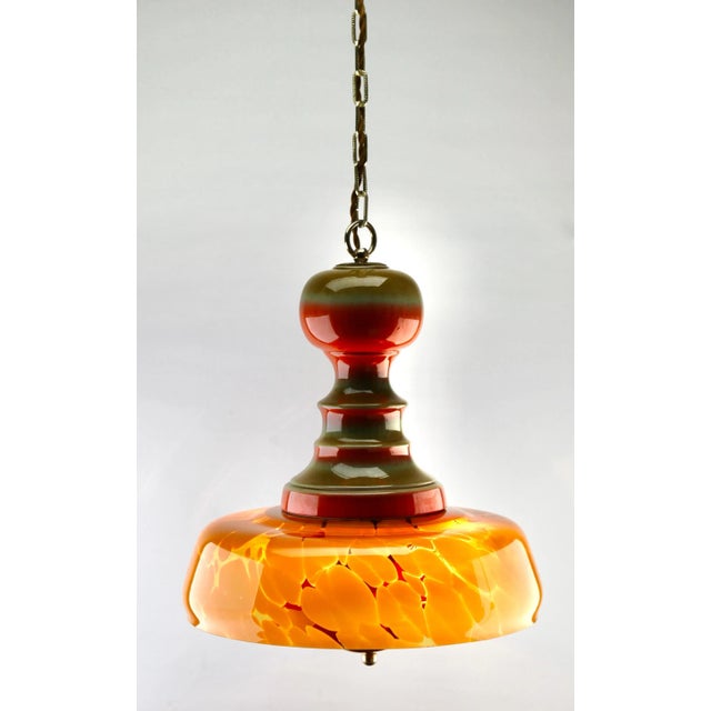 Mid-Century Murano Glass Shade in Various Colours Ceramic Mount Pendant Light For Sale - Image 4 of 12