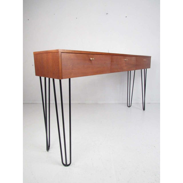 Mid Century Modern Walnut Console Table Or Vanity Chairish