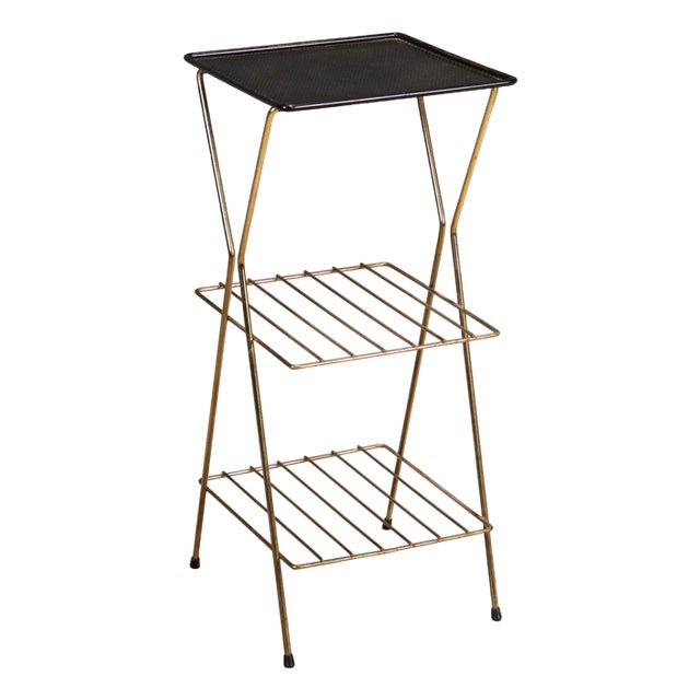 Small Etagere in Enameled Metal and Brass, 1950s For Sale