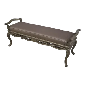 French Carved Silverleaf Decorated Window Bench