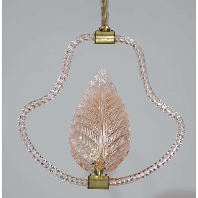 1950s Mid Century Modern Pink Leaf Murano Glass Chandelier by Barovier E Toso For Sale - Image 10 of 16