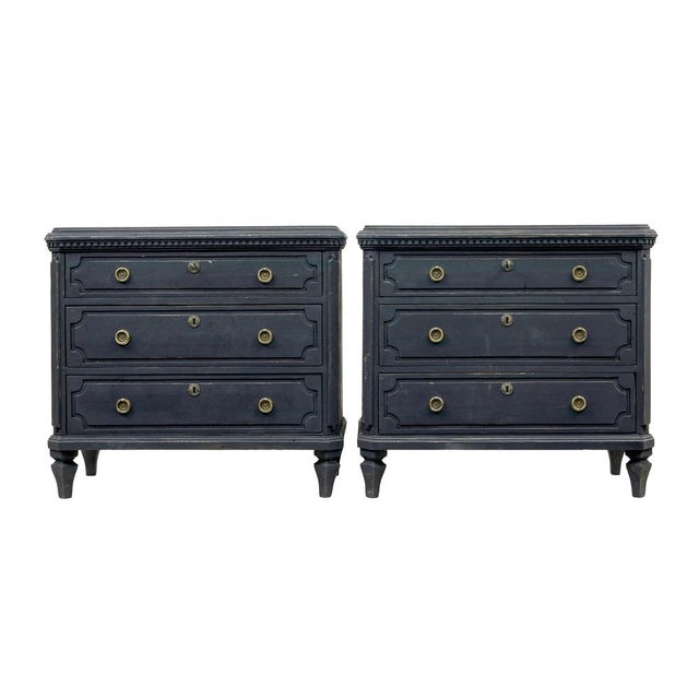 Black Swedish Black Painted Commodes, 1870, Set of 2 For Sale - Image 8 of 8