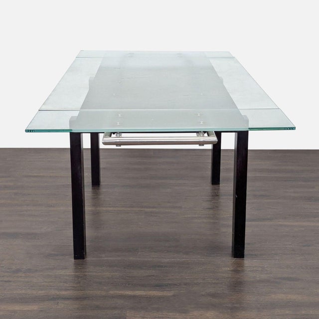 2000 - 2009 Extendable Glass Top Dining Table For Sale - Image 5 of 6