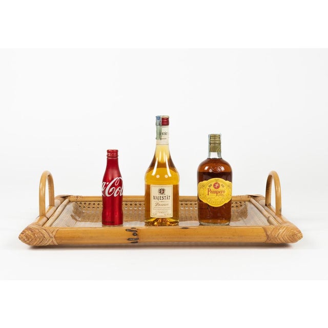 1970s Mid-Century Modern Serving Tray in Bamboo and Rattan from Christian Dior, 1970s For Sale - Image 5 of 16