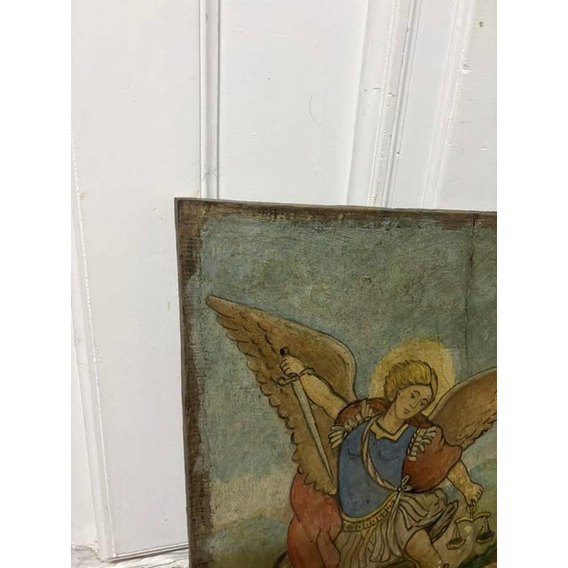 Blue Antique Wooden Panel, 1900 For Sale - Image 8 of 12