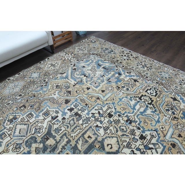 Textile 1970s Vintage Persian Handmade Wool Cotton Light Brown Area Rug For Sale - Image 7 of 11
