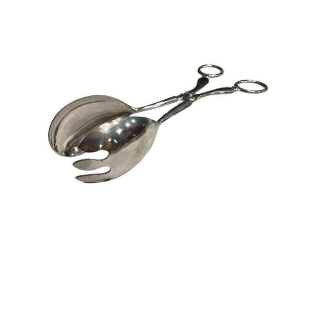 Metal Mid 20th Century Italian Silver Plate Serving Tongs For Sale - Image 7 of 7
