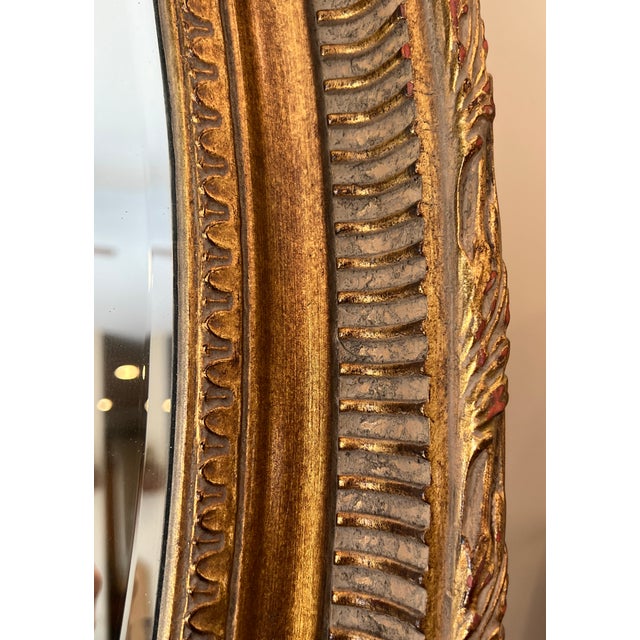 French Louis XVI Style Gold Oval Wall Mirror For Sale - Image 14 of 18
