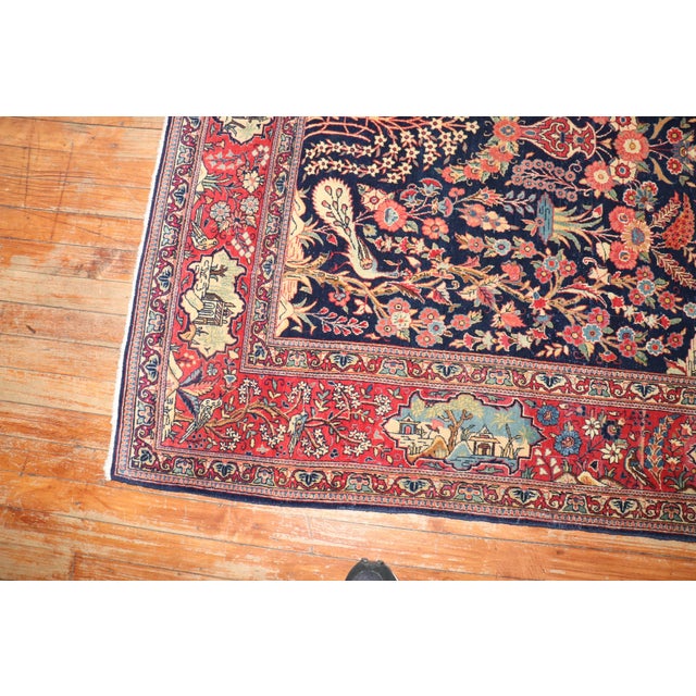 Zabihi Collection Navy Antique Persian Kashan Carpet - 4'6" x 6'9" For Sale - Image 10 of 11