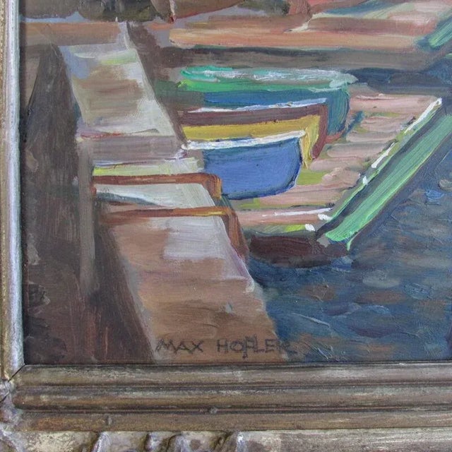 Impressionist Max Hofler (British, 1892–1963) River Thames London Original Oil Painting Signed For Sale - Image 3 of 10