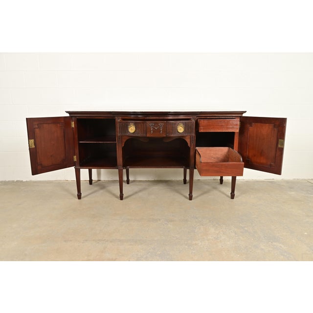 1920s Antique French Regency Louis XVI Carved Mahogany Sideboard or Bar Cabinet For Sale - Image 5 of 16
