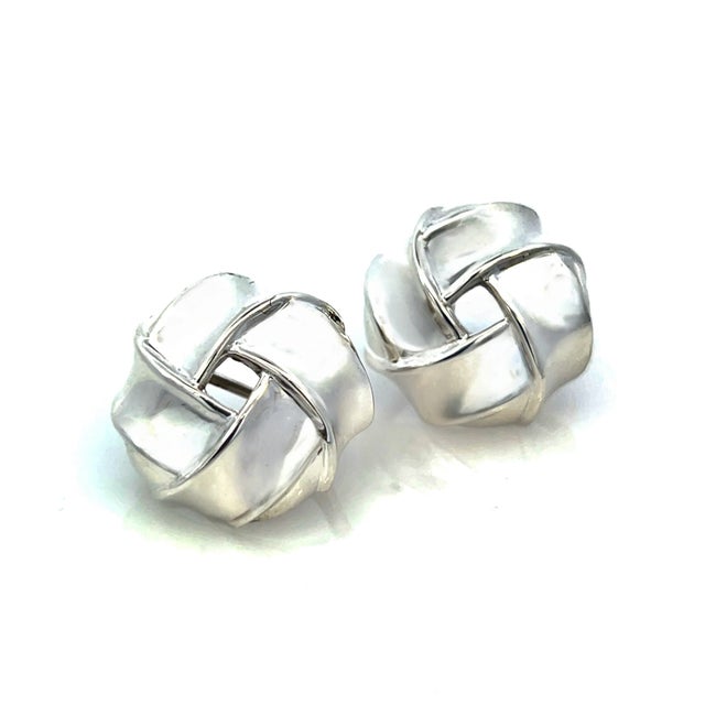 Late 20th Century Tiffany & Co Estate Large Love Knot Earrings Sterling Silver For Sale - Image 5 of 11
