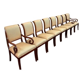 Kindel Furniture Mahogany Sleigh Back Dining Chairs - Set of 8 For Sale