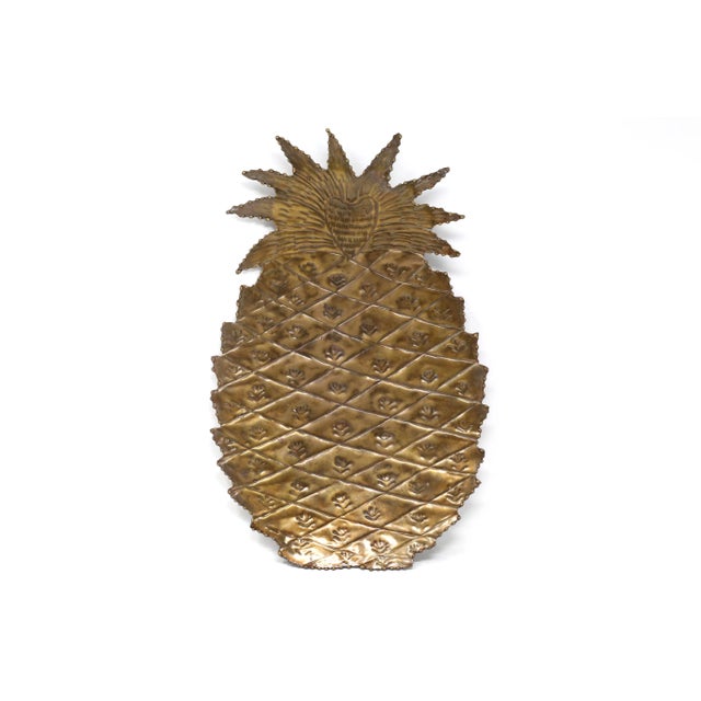 Vintage Gold Lacquered Steel Pineapple Tray For Sale - Image 12 of 12