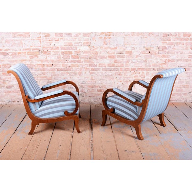 Biedermeier Lounge Chairs in Oak, Spruce and Walnut, Austria, 1830s, Set of 2 For Sale - Image 4 of 16