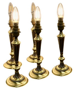 Brass Table Lamps, 1890s, Set of 5