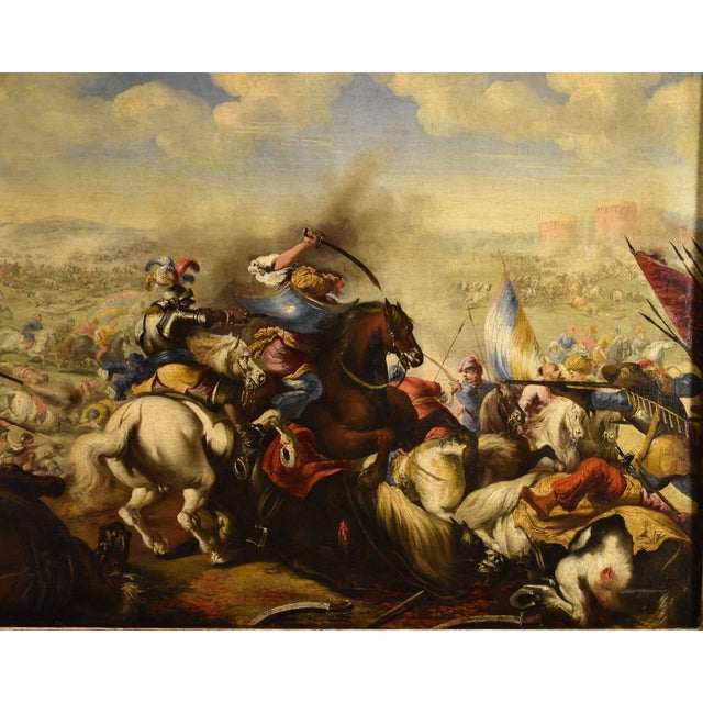 17th Century After Marzio Masturzo, Battle Scene, 1680, Oil on Canvas, Framed For Sale - Image 5 of 15