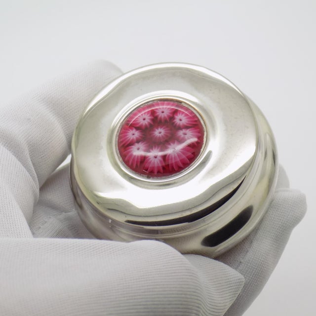 Vintage silver box with authentic murrina glass, handmade in Vicenza, Italy between the 1970s and 1980s in genuine Italian...