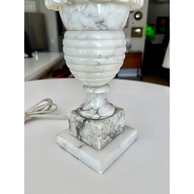 Single Italian Urn Neoclassic Alabaster Table Lamp For Sale - Image 14 of 15