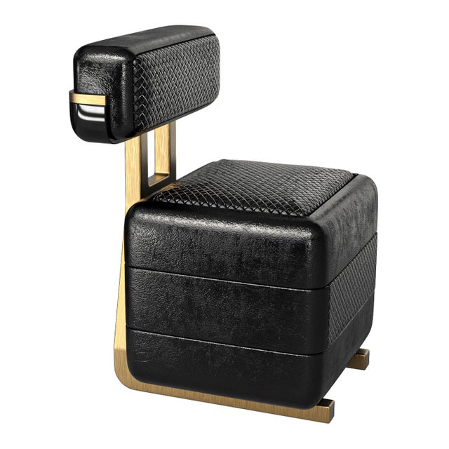 "Manchot" Chair, With Bronze, Tailor Made Woven Leather, Handcrafted For Sale In Los Angeles - Image 6 of 7