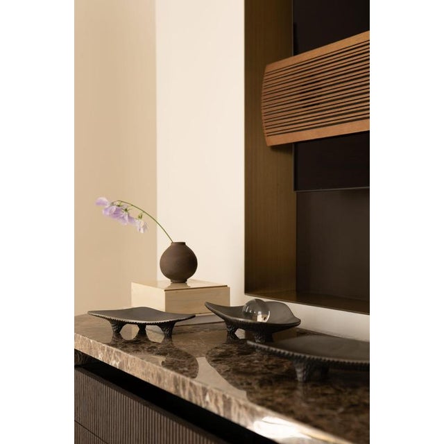 Set of 3 Unique Bronze Satin White Gold Leaf Cups TRIPOD By Reda Amalou Design Dimensions: 15 x 34 cm / 11 x 28 cm / 10 x...