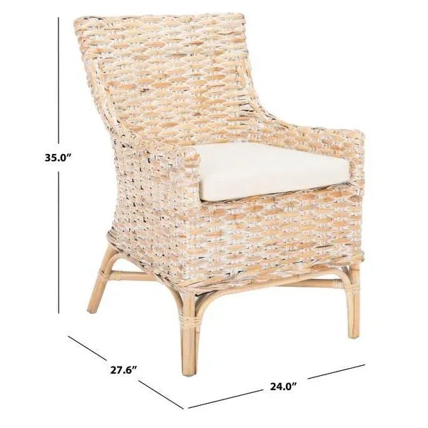 Not Yet Made - Made To Order Cristen Rattan Accent Chair with Cushion - Natural White Wash/ White For Sale - Image 5 of 11
