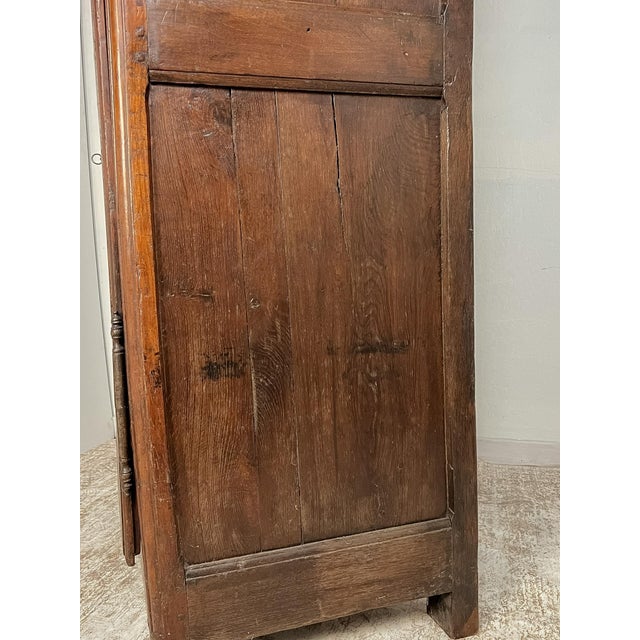 1920s Antique French Provincial Solid Oak Bonnetière Cabinet For Sale - Image 5 of 14
