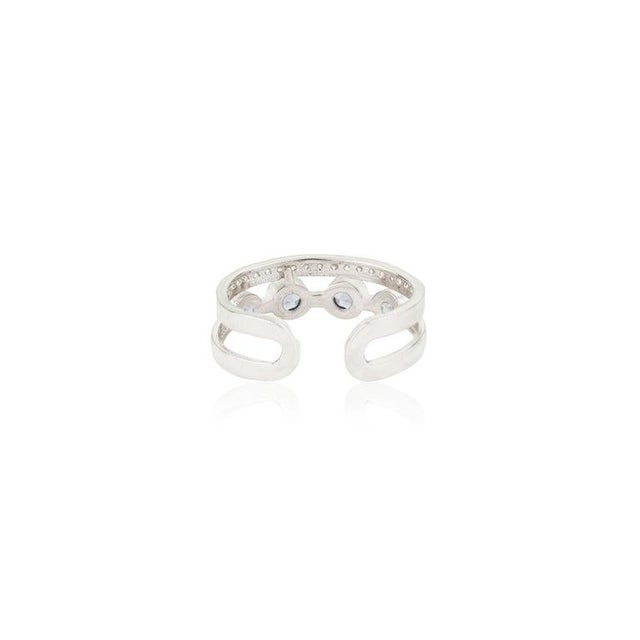 Gemstone Open Cuff Double Band Ring With Tanzanite & Zircon for Her, Size 7.5 For Sale - Image 7 of 12