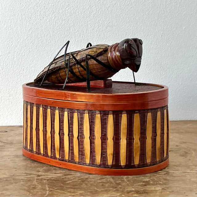 Vintage Shanghai Handicrafts Weave Bug Box For Sale - Image 11 of 11