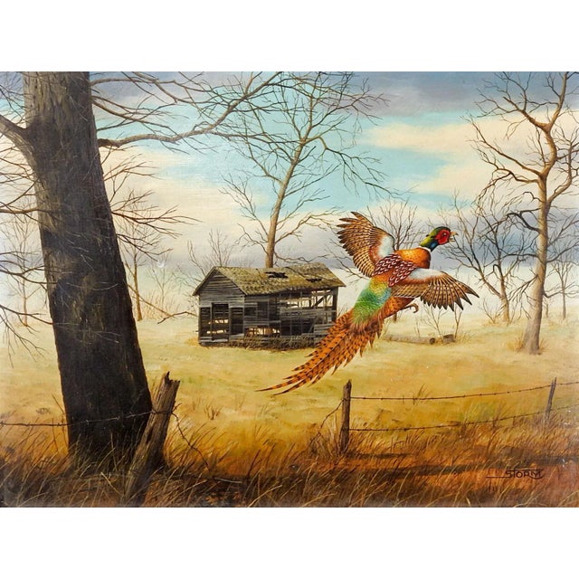 Late 20th Century Pheasant in Flight Painting For Sale - Image 4 of 4